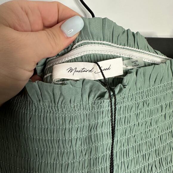 Mustard Seed‎ Women’s Sage Green Smocked Waist Tiered Mini Skort Size L NWT - Picture 4 of 7
